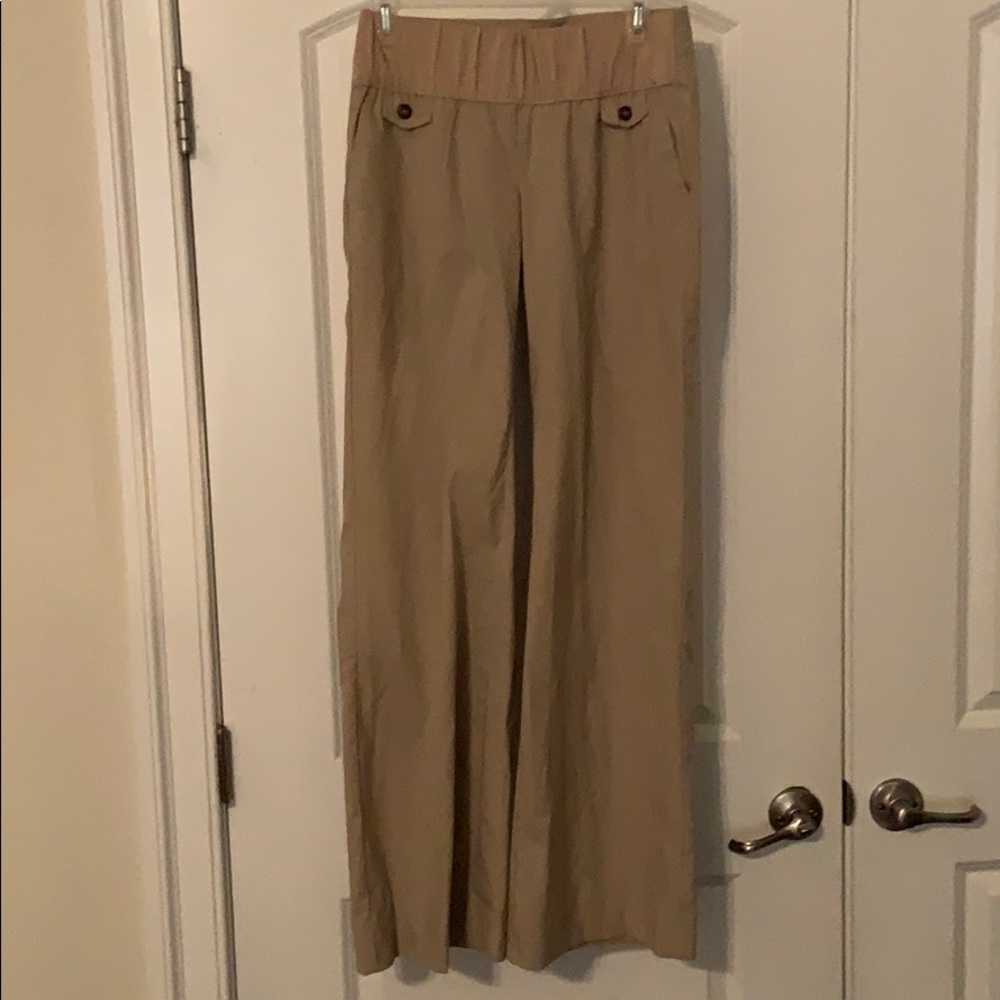 Gap Maternity tan wide leg dress pants size 2 long